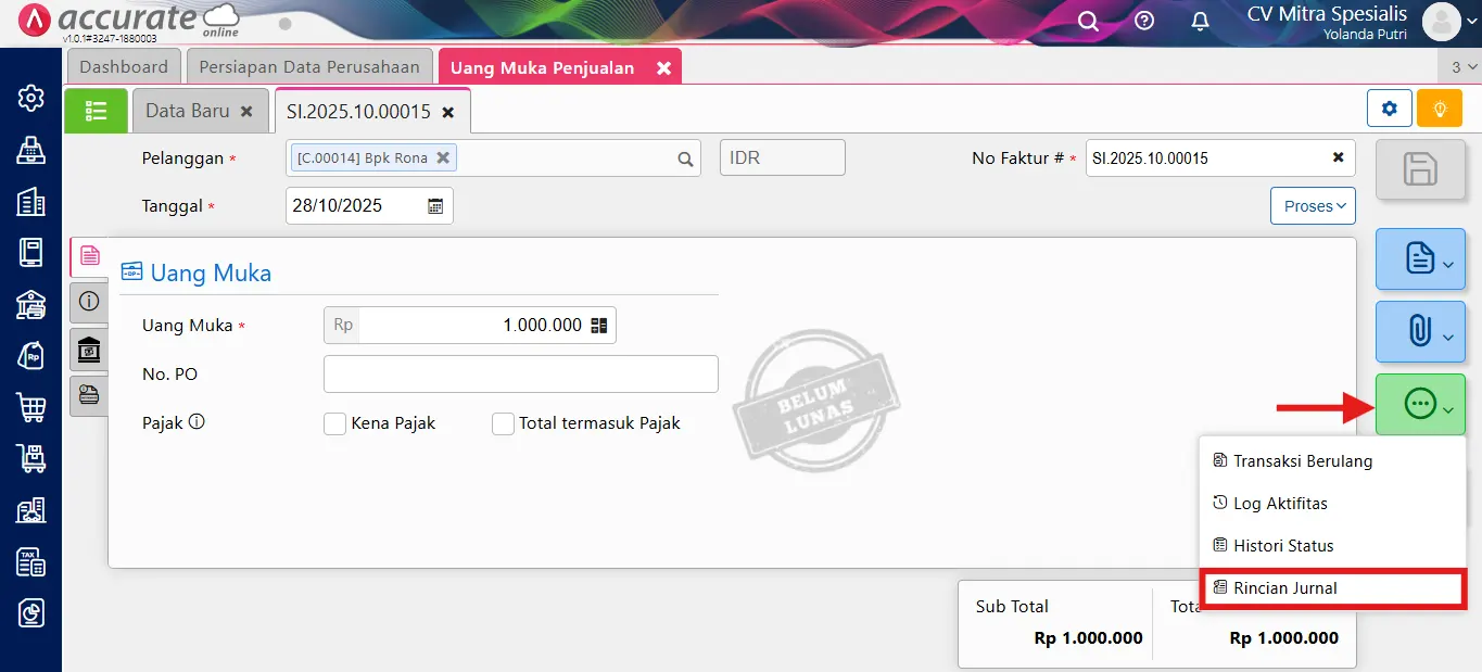 mencatat penjualan gift voucher